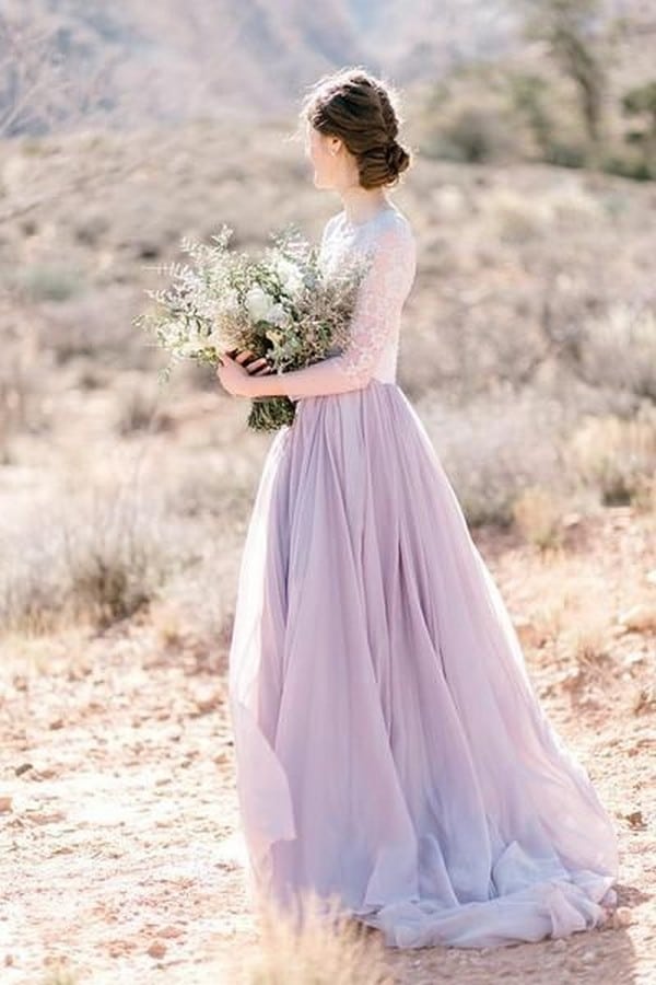 lilac two pieces wedding dress