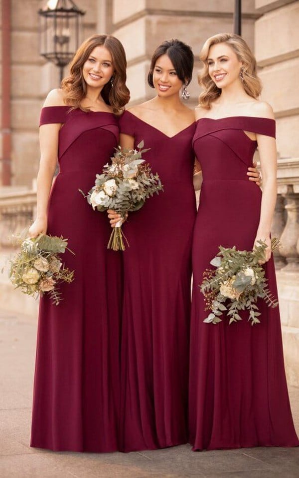 off the shoulder bridesmaid dresses