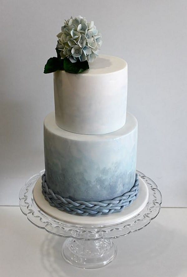 ombre dusty blue wedding cake