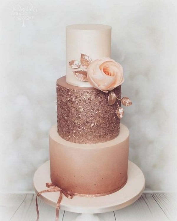 pretty rose gold wedding cake ideas