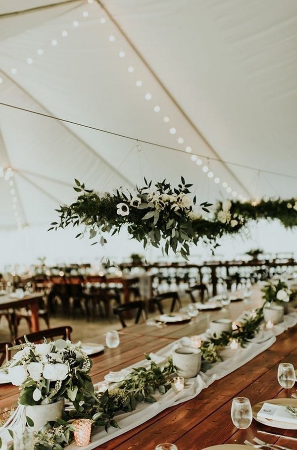 romantic elegant greenery wedding receptions ideas