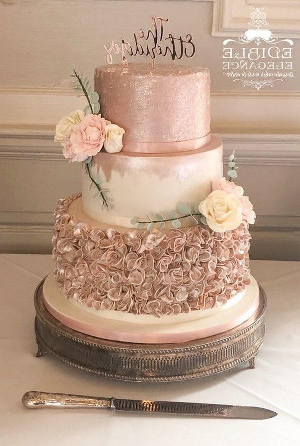 rose gold vintage wedding cake