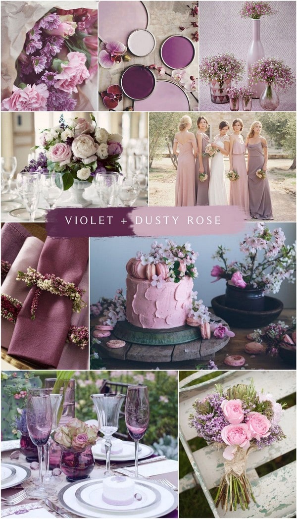 violet and dusty rose wedding color ideas