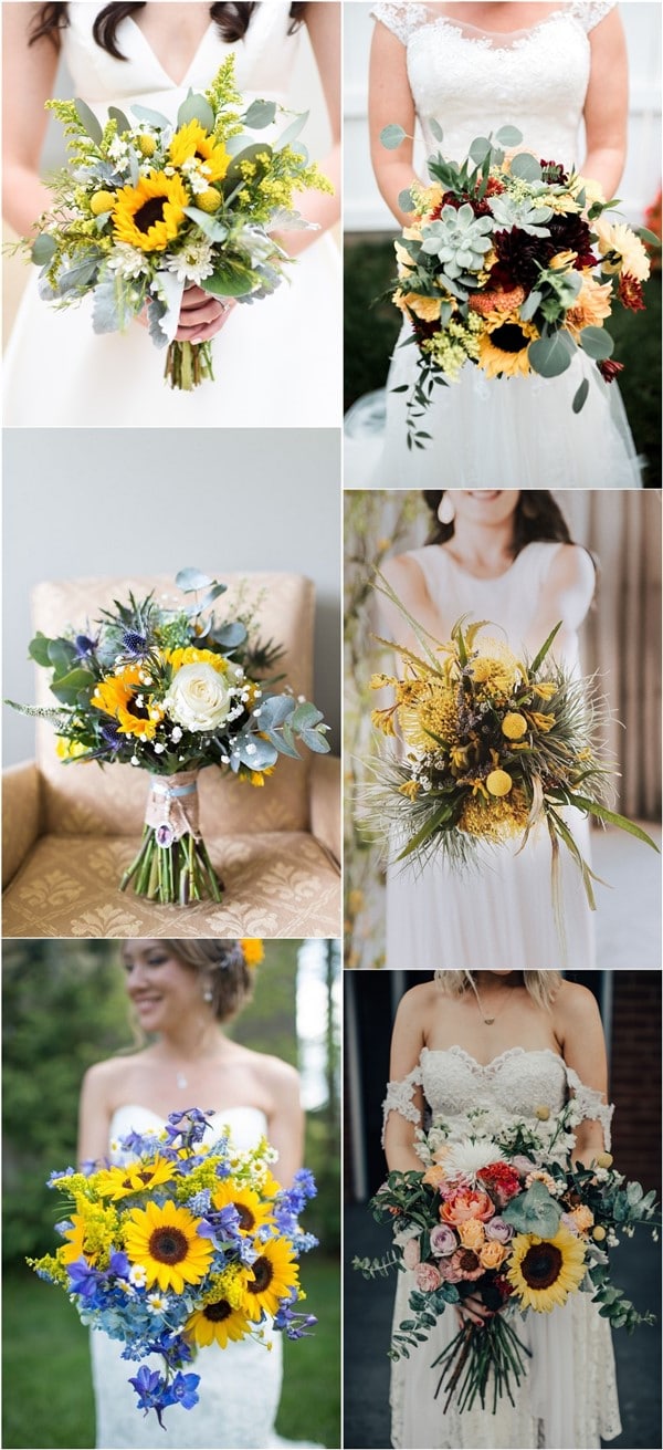 yellow and white green wedding bouquet ideas