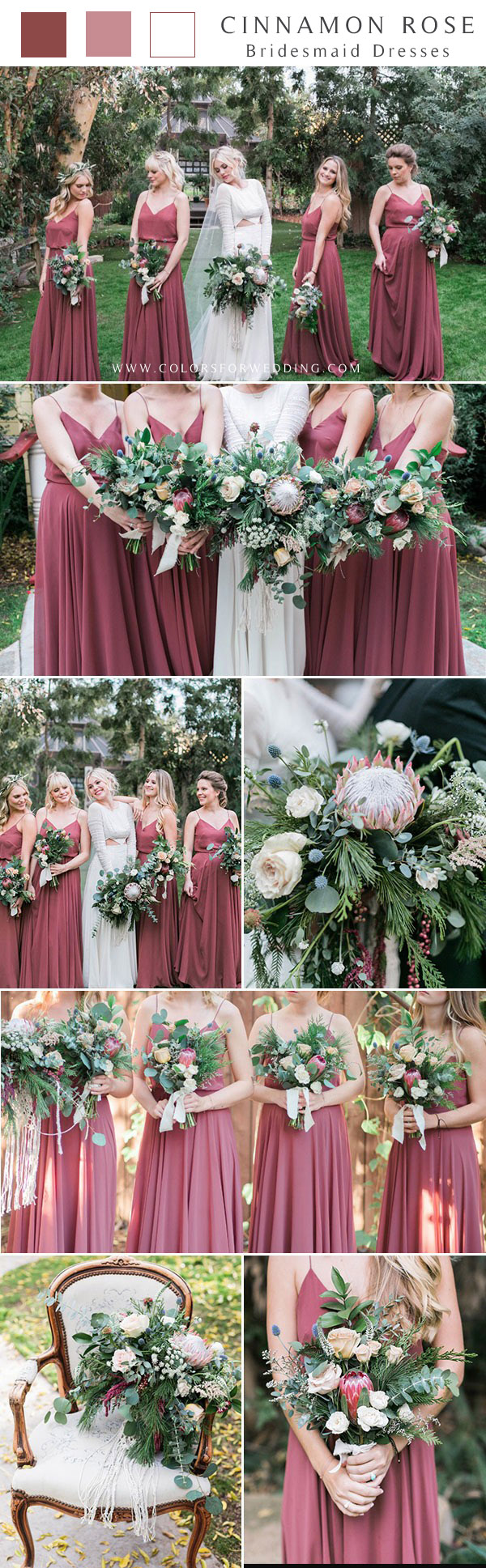 Top 15 Cinnamon Rose Bridesmaid Dresses and Wedding Color Ideas