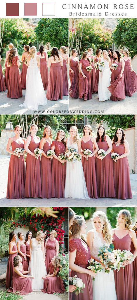 Top 15 Cinnamon Rose Bridesmaid Dresses and Wedding Color Ideas