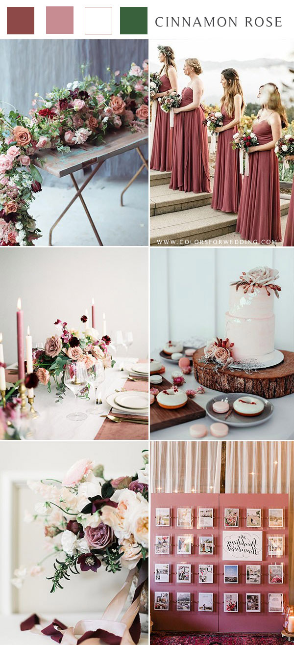Cinnamon Rose Bridesmaid Dresses dusty rose wedding color palette
