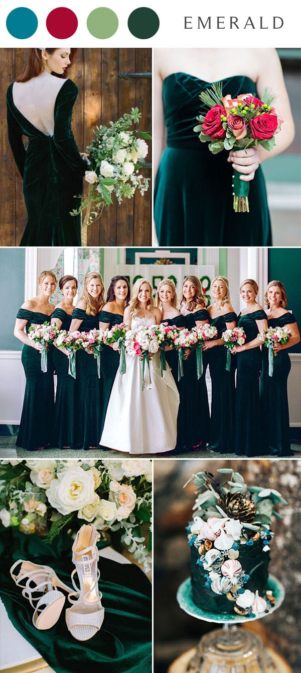 Emerald color palette ideas velvet wedding green