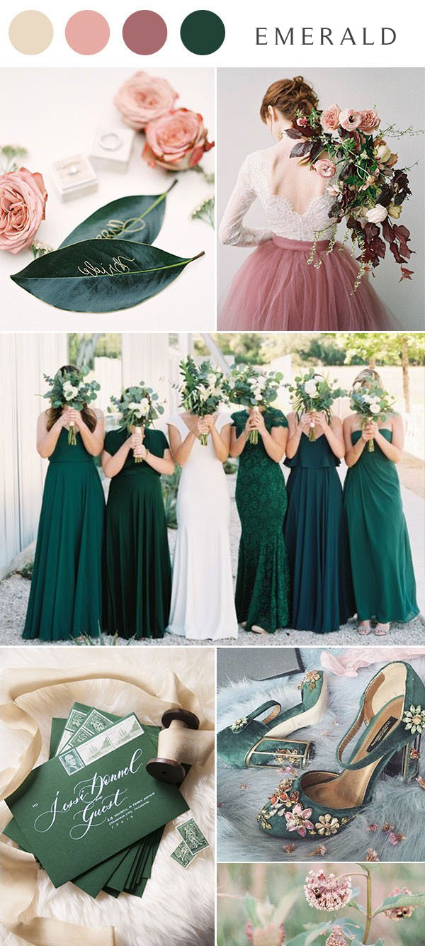 ️ 16 Dark Green & Emerald Wedding Color Palette Ideas 2023 Colors for
