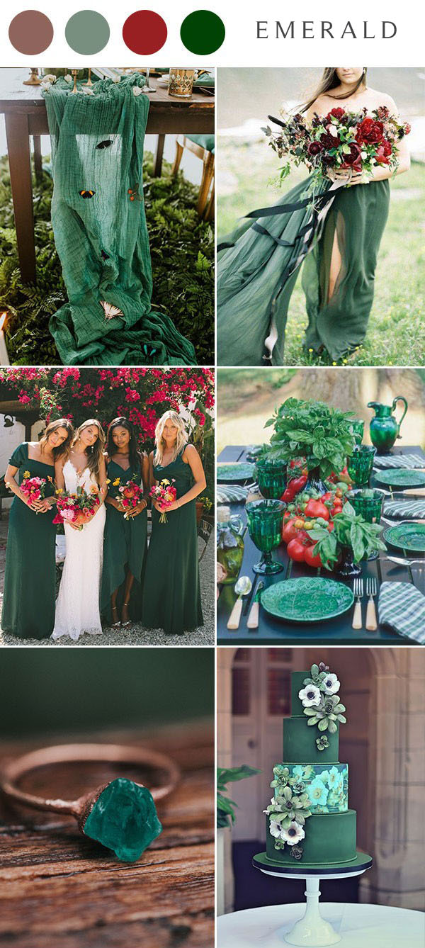 Emerald wedding color palette dutsy rose green wedding spring