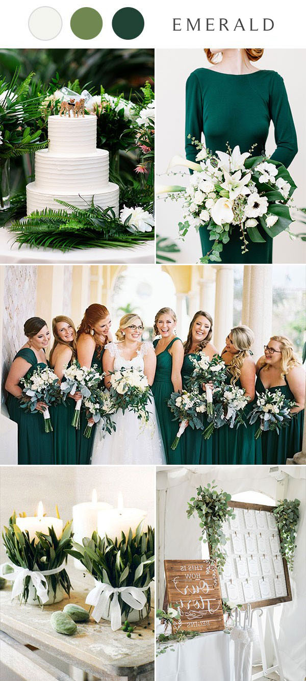 Emerald wedding palette green white wedding color