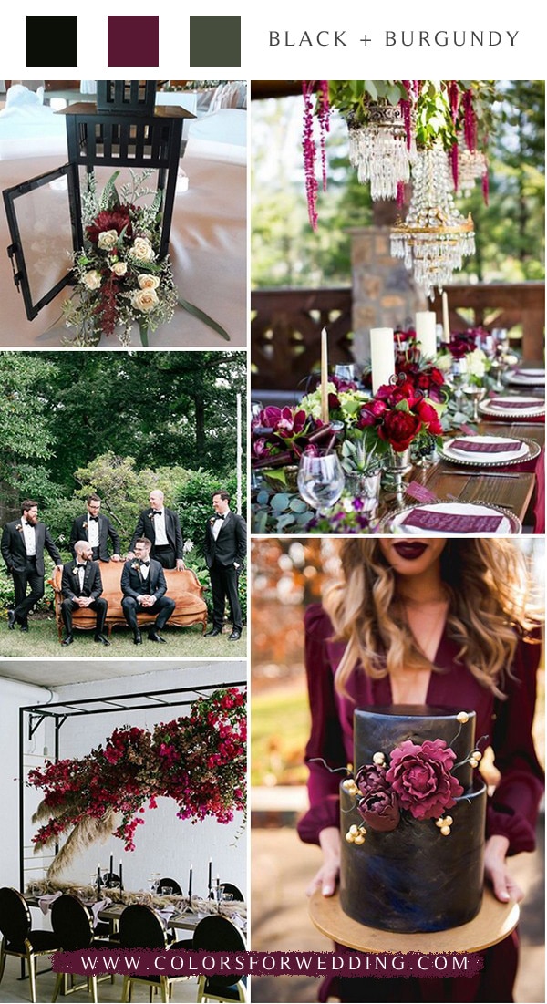 black and burgundy wedding color ideas