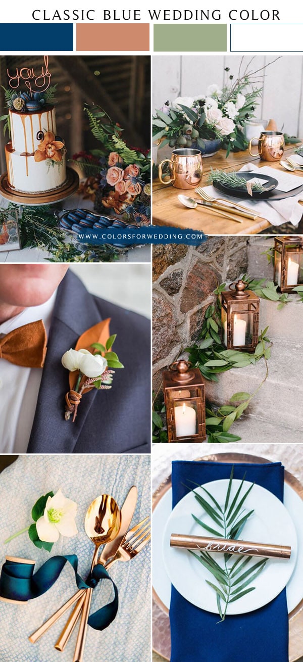 classic blue and copper wedding color ideas