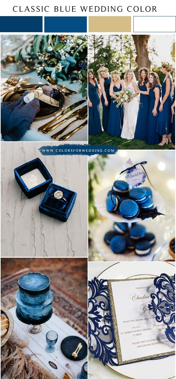 classic blue and gold wedding color ideas