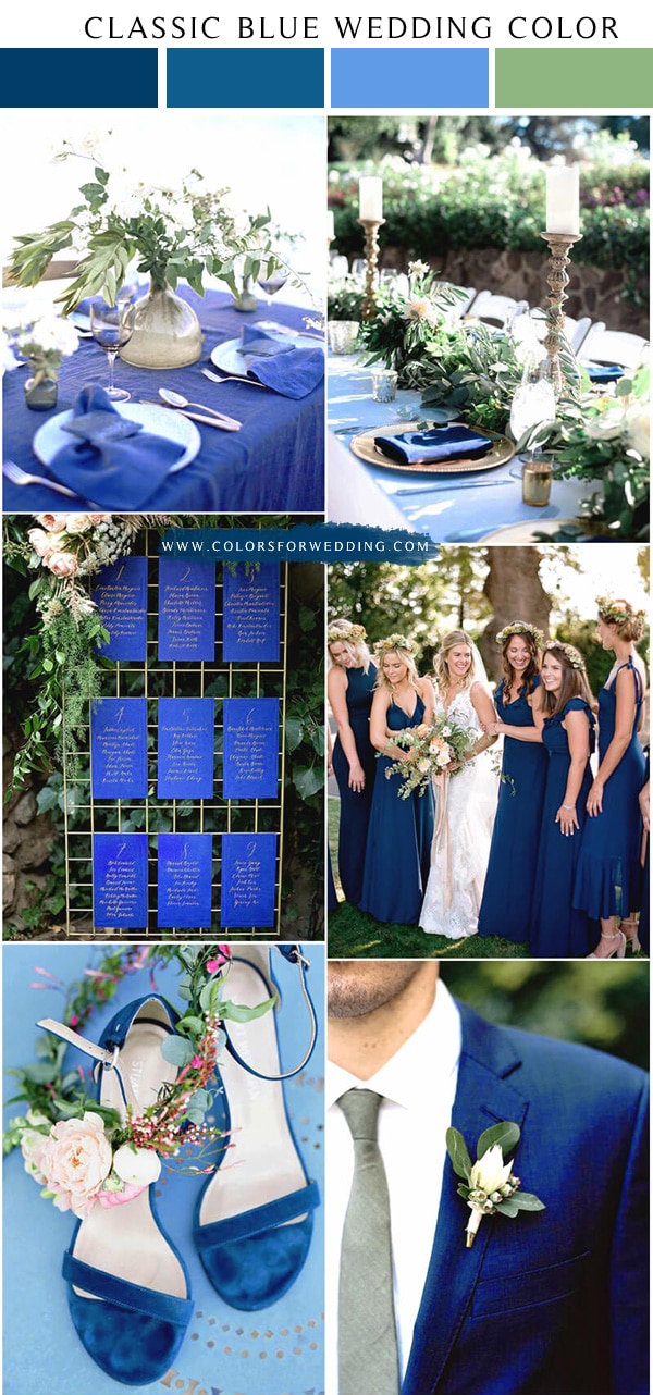 classic blue and greenery wedding color