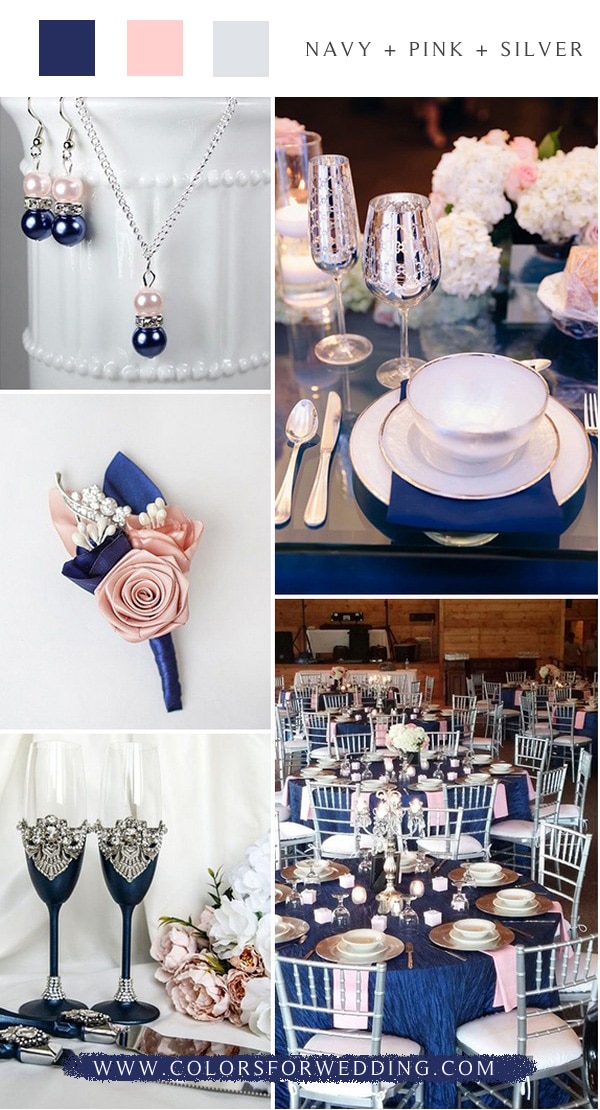 classic navy blue and blush wedding color ideas