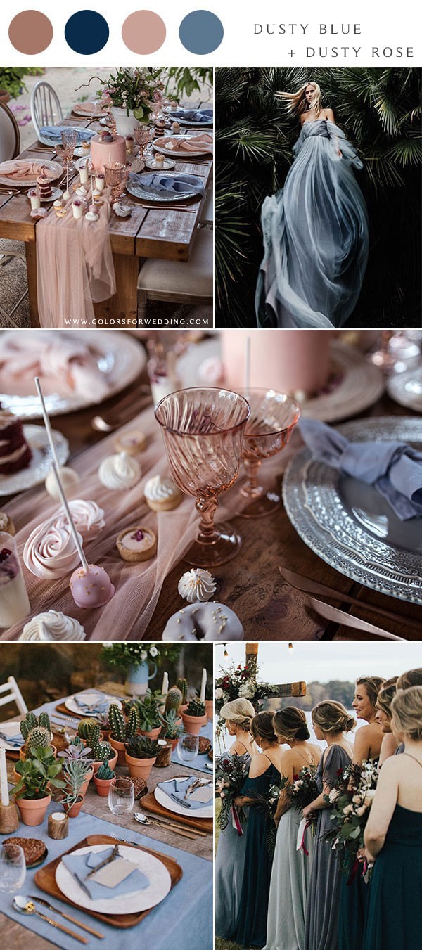 dusty blue and dusty rose wedding color ideas
