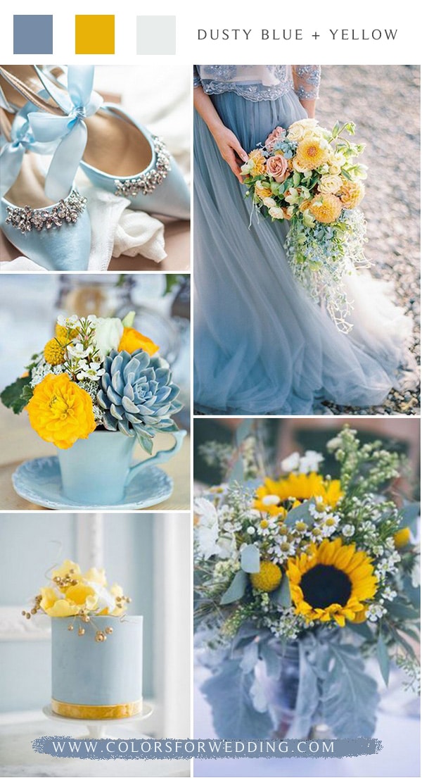 dusty blue and yellow wedding color ideas