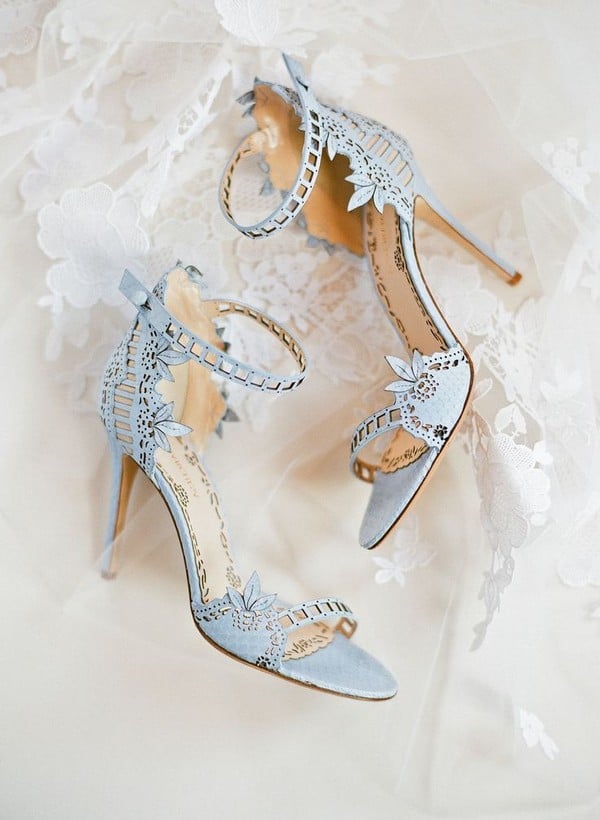 dusty blue laser cut wedding shoes