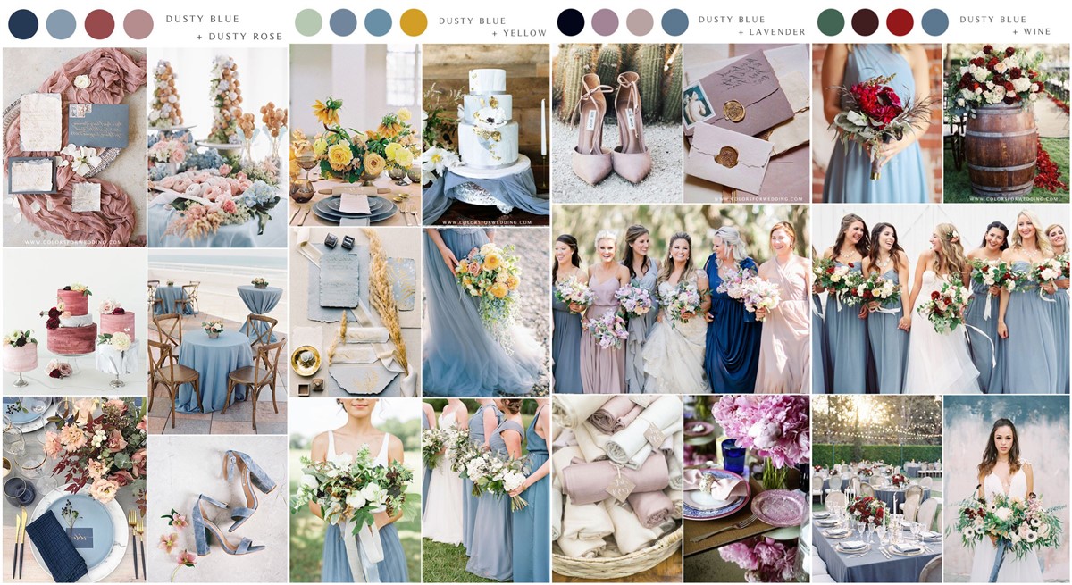 dusty blue wedding color combinations