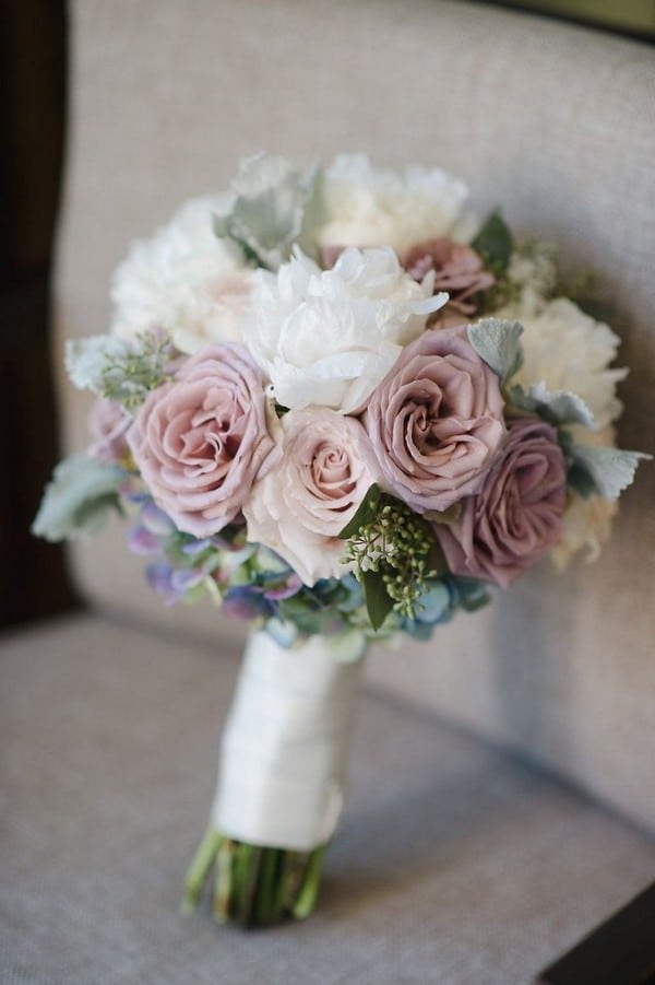 dusty rose and white wedding bouquet