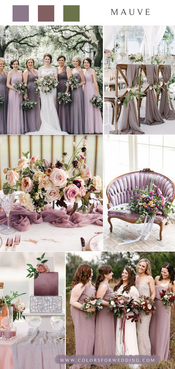 dusty rose mauve purple wedding color ideas