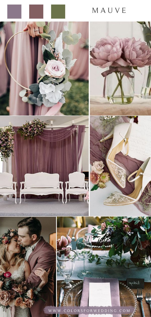 dusty rose mauve purple wedding color ideas
