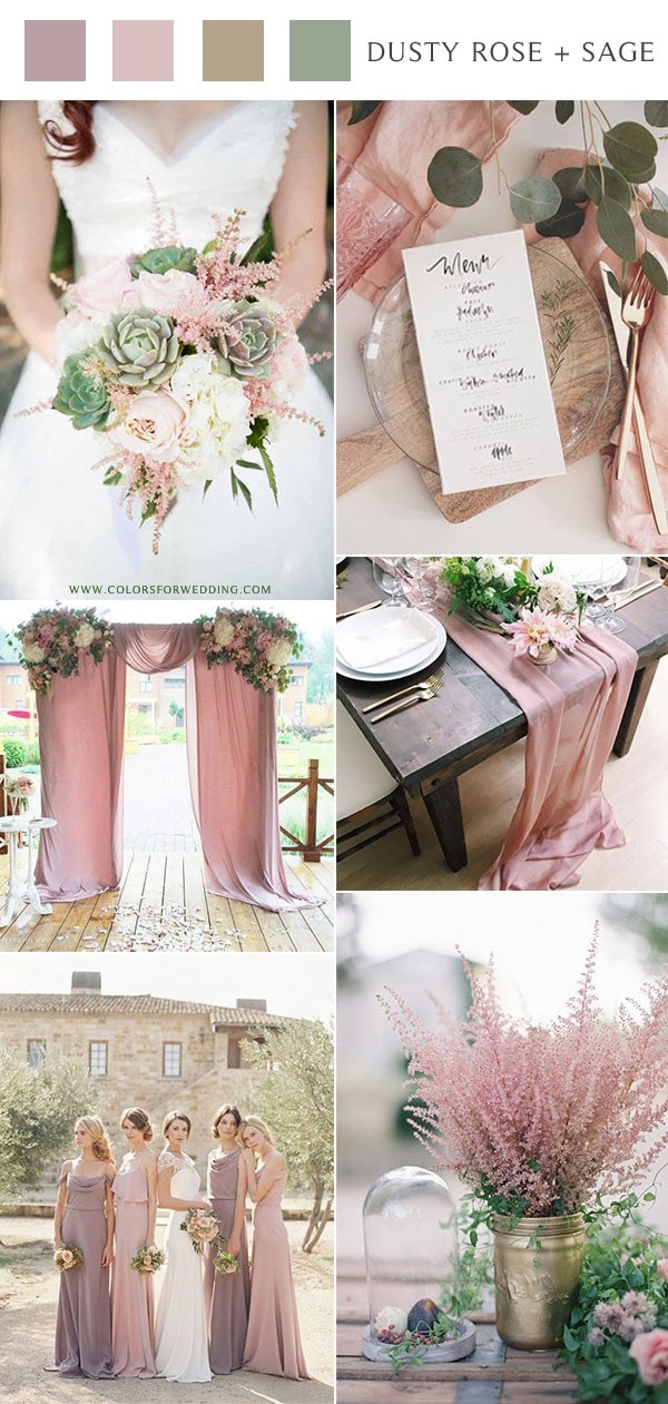 dusty rose pink and green romantic wedding color ideas