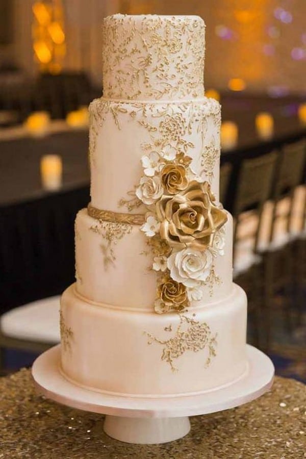 elegant gold wedding cake 3
