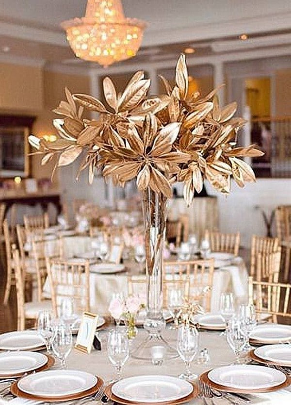 7 Gold Wedding Centerpiece Ideas that Gleam & Glisten - PartySlate