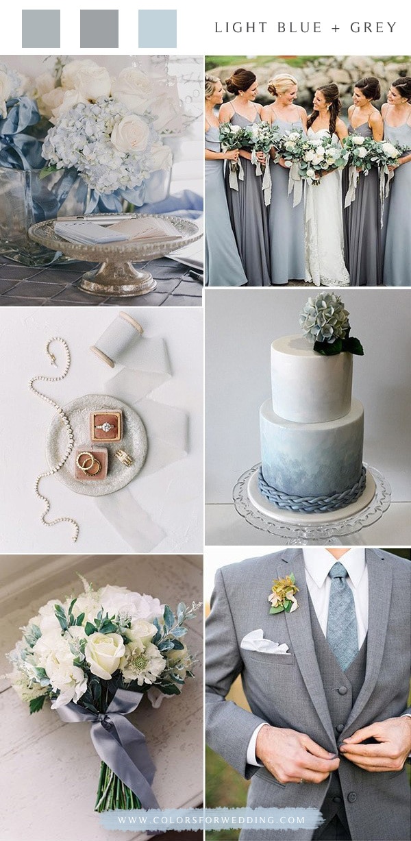 elegant light blue and gray wedding color ideas