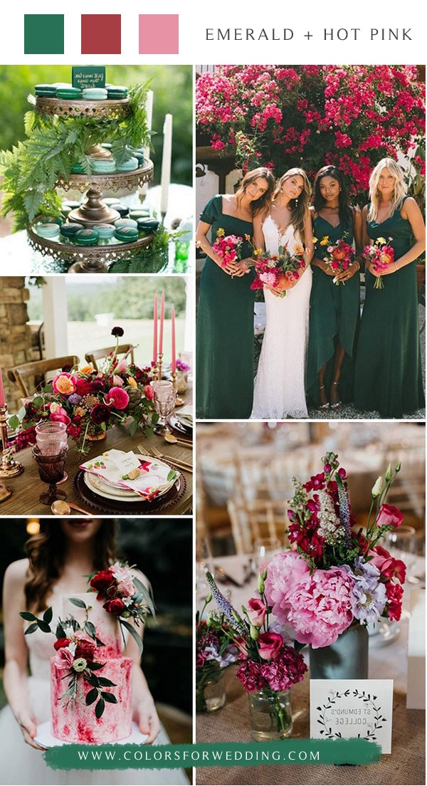 emerald and hot pink spring summer wedding color ideas