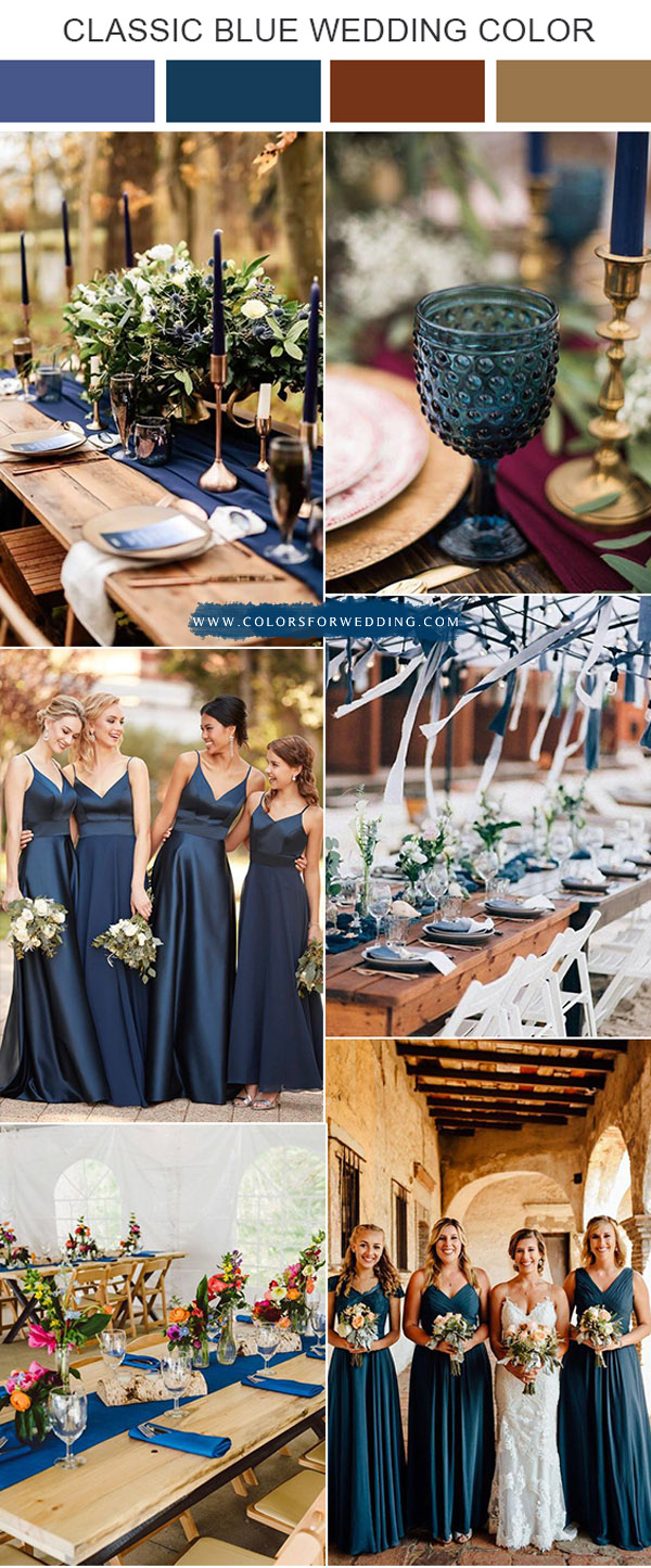 fall classic blue and burgundy wedding color ideas