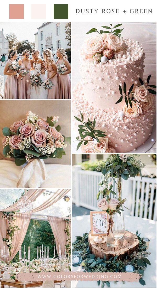 greenery and dusty rose wedding color ideas
