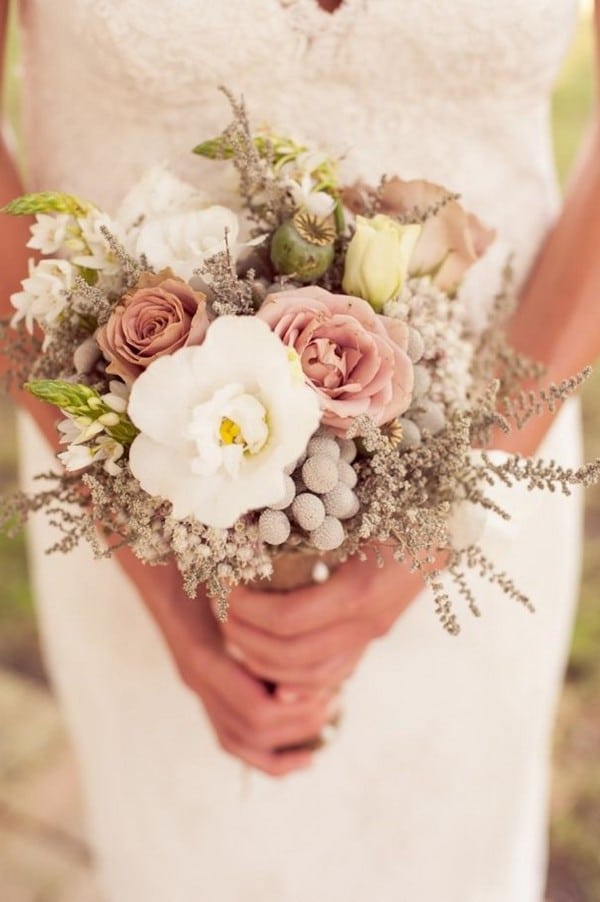 ivory and dusty pink rose wedding bouquet