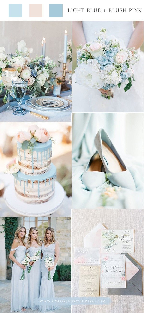 light blue and blush pink elegant wedding color ideas