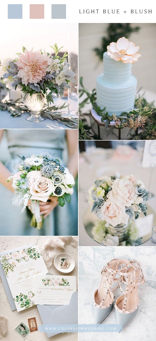 light blue and blush pink wedding colors for spring summer