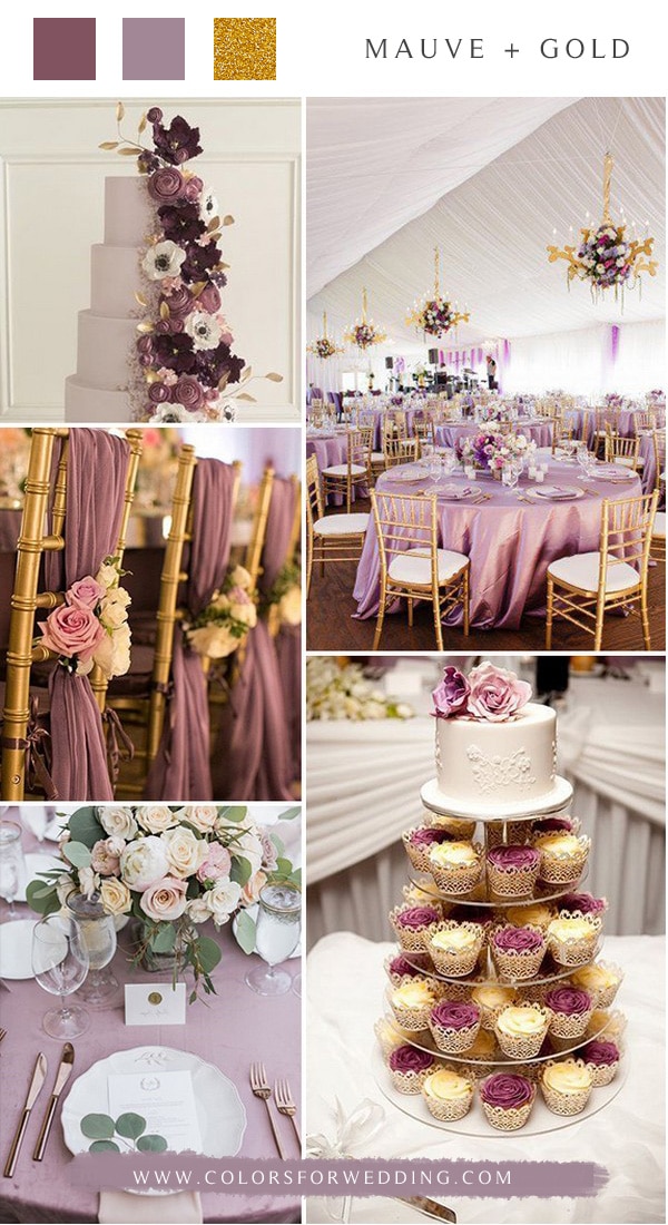 mauve purple and gold wedding color ideas