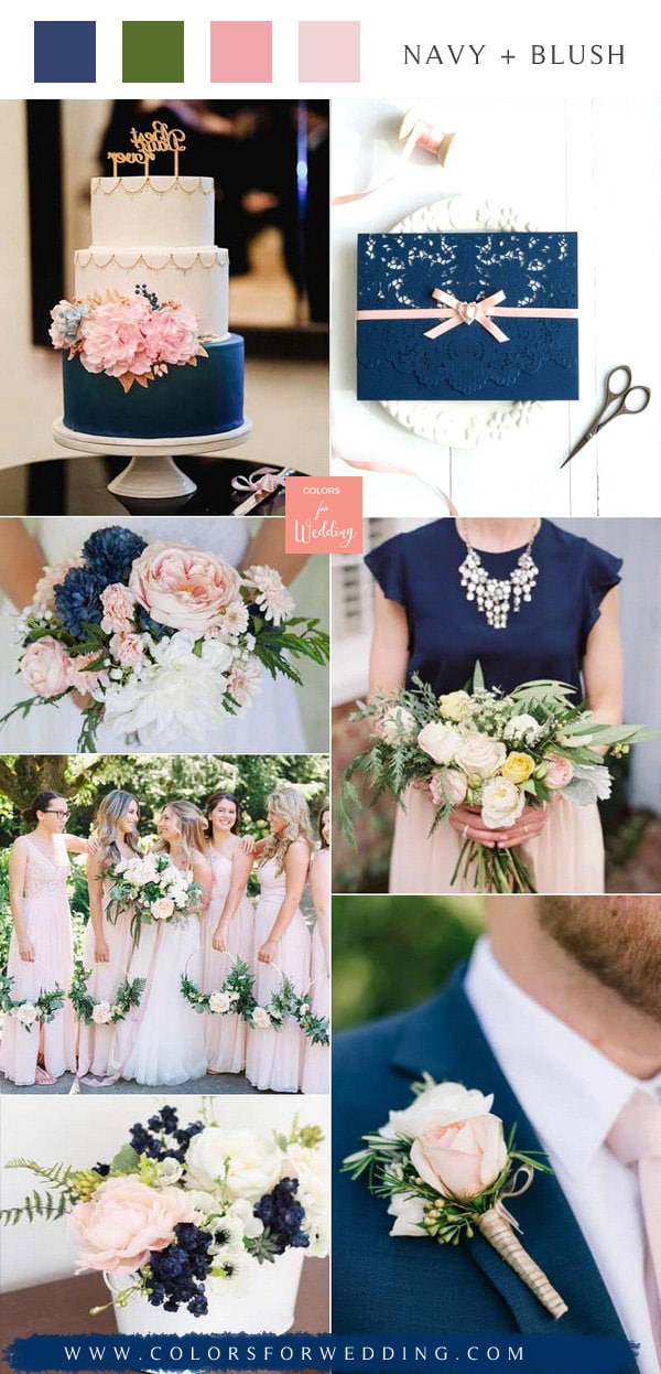 navy blue and blush pink wedding color ideas