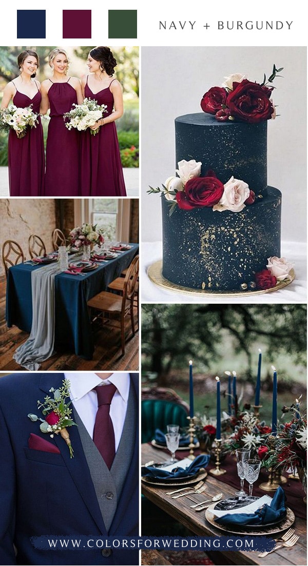 navy blue and burgundy wedding color ideas