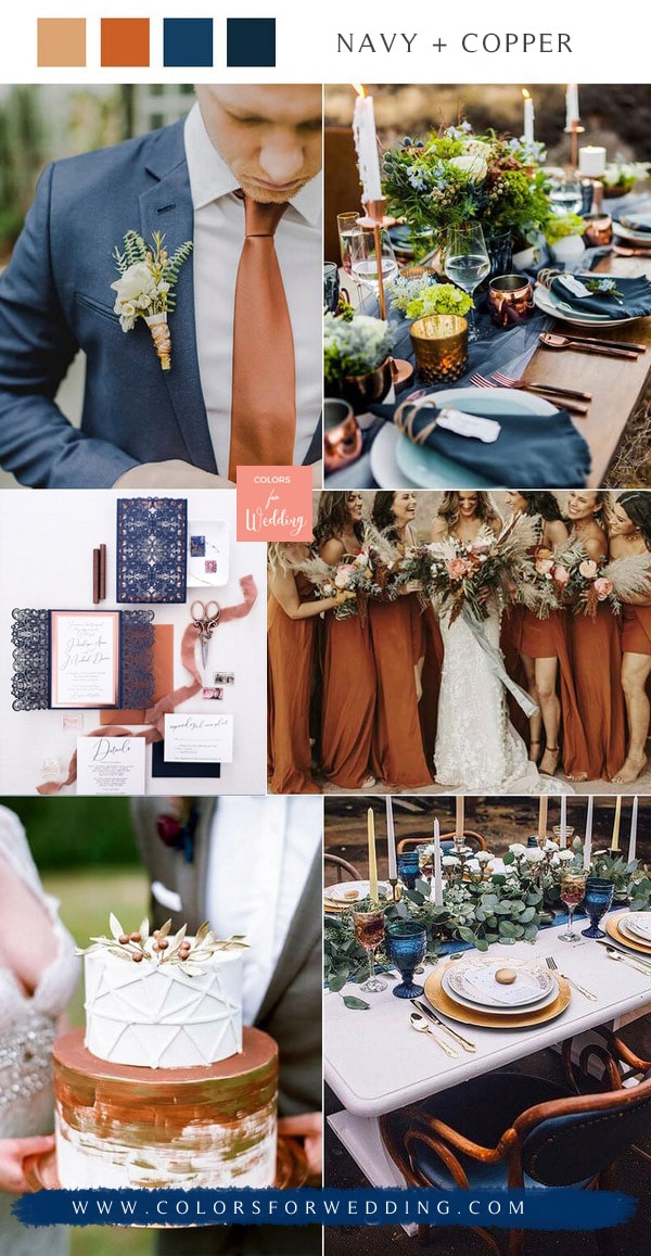 navy blue and copper wedding color ideas