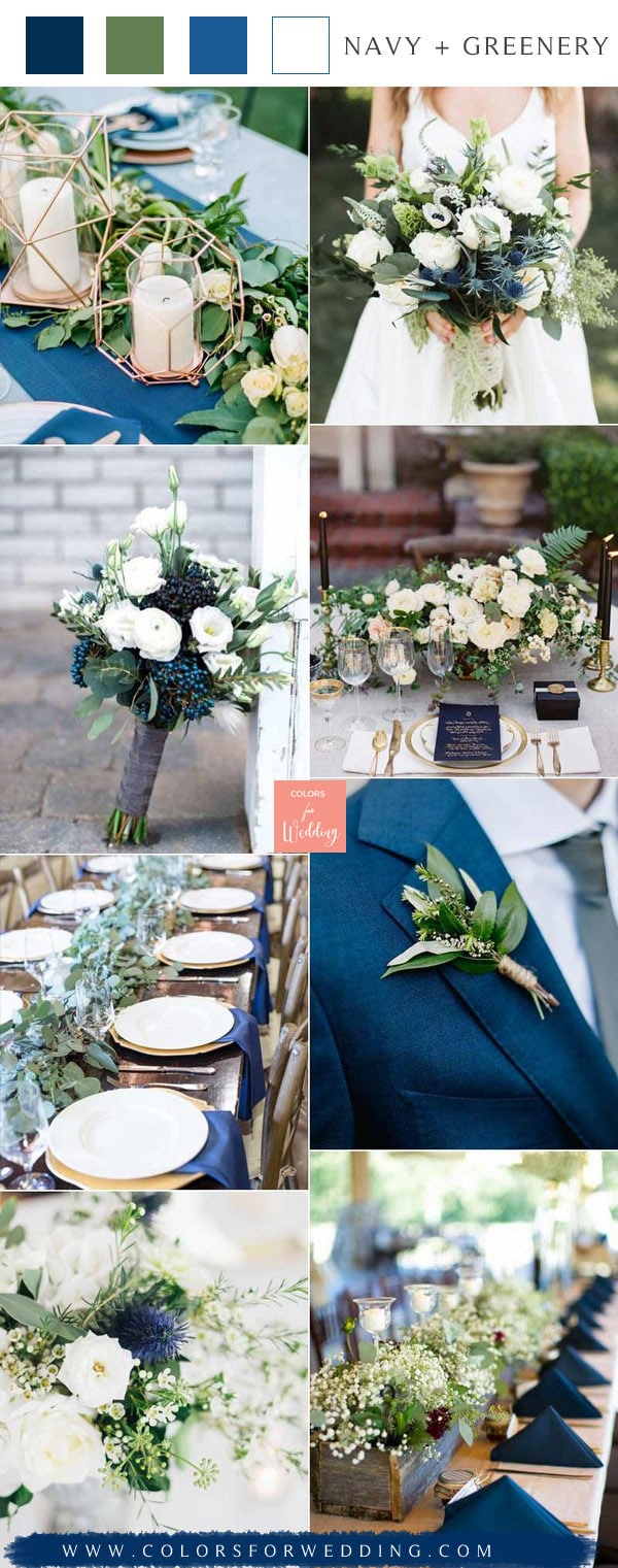 navy blue and green wedding color ideas