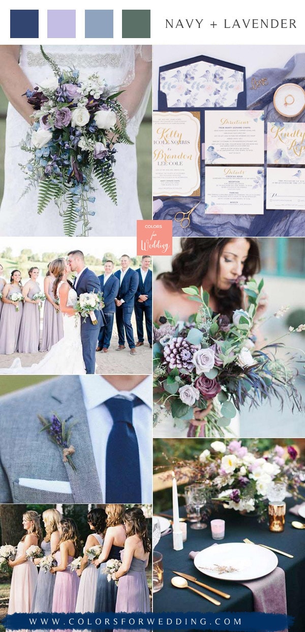 navy blue and lavender wedding color ideas