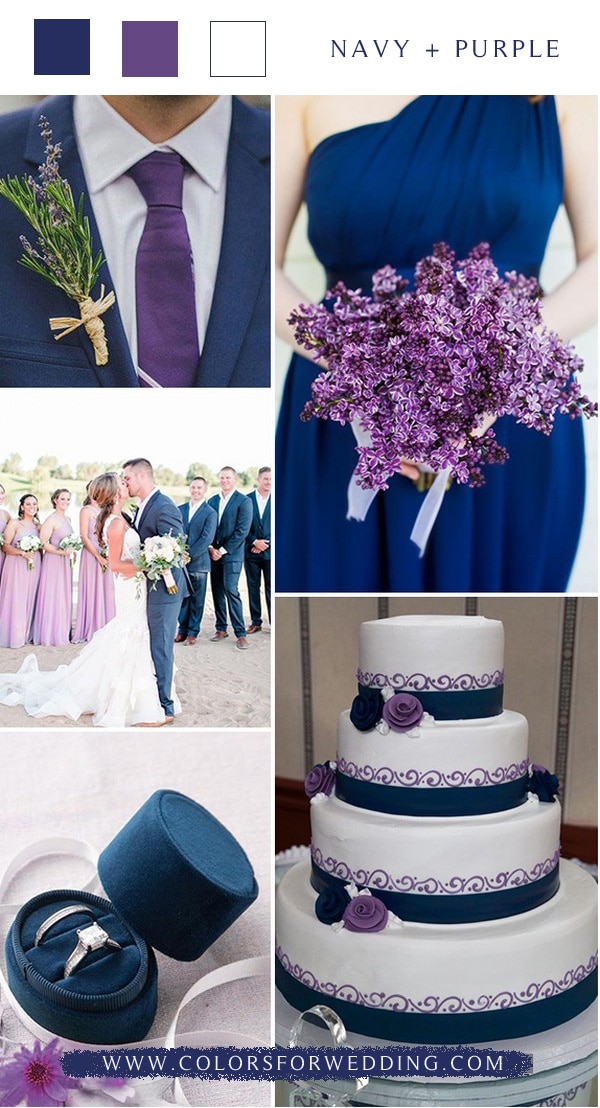 navy blue and purple wedding color ideas