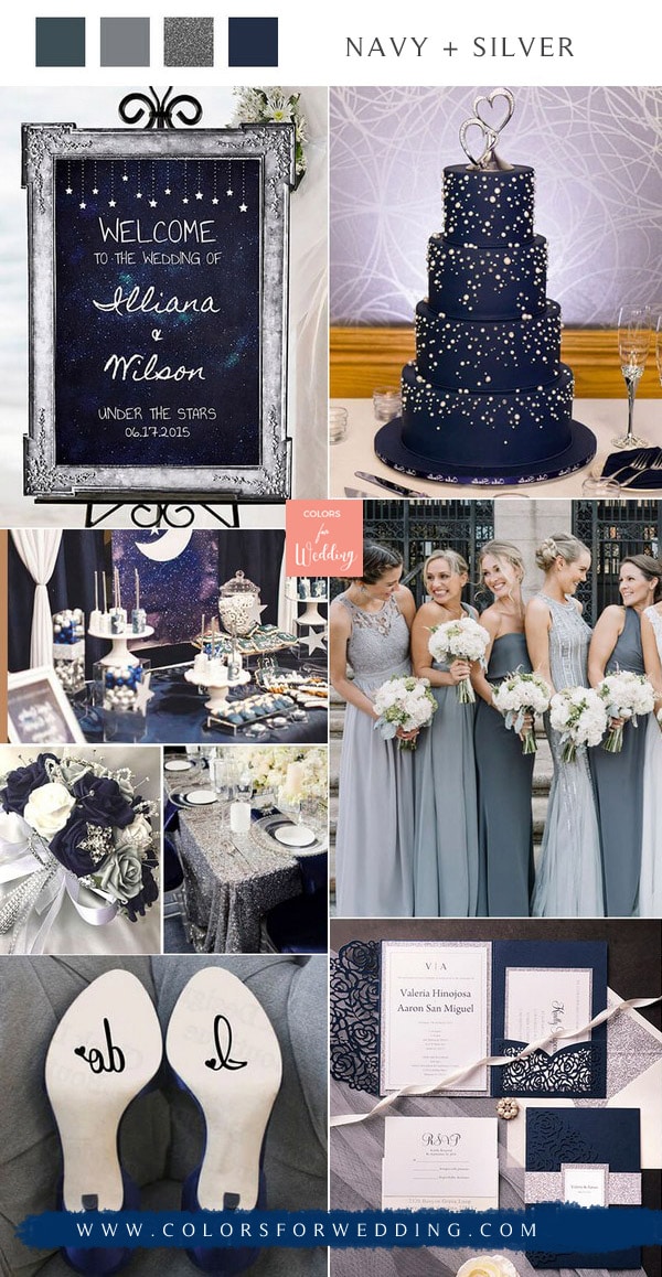navy blue and silver wedding color ideas