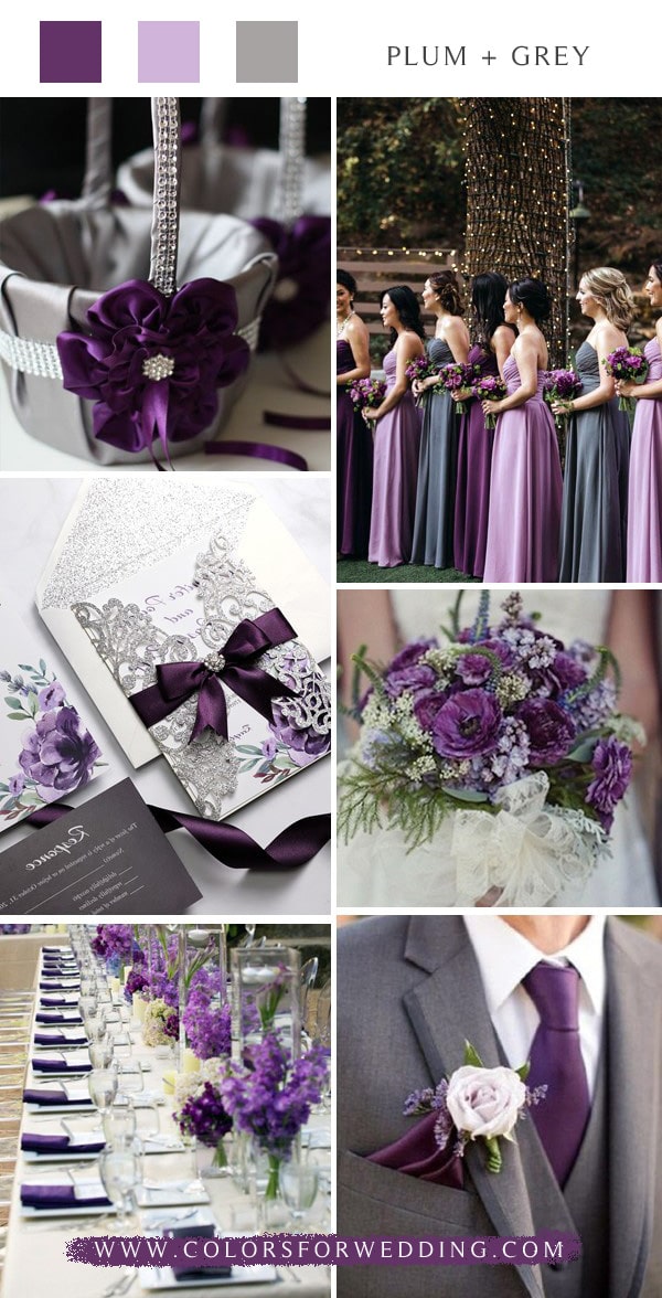 plum mauve and silver wedding color ideas