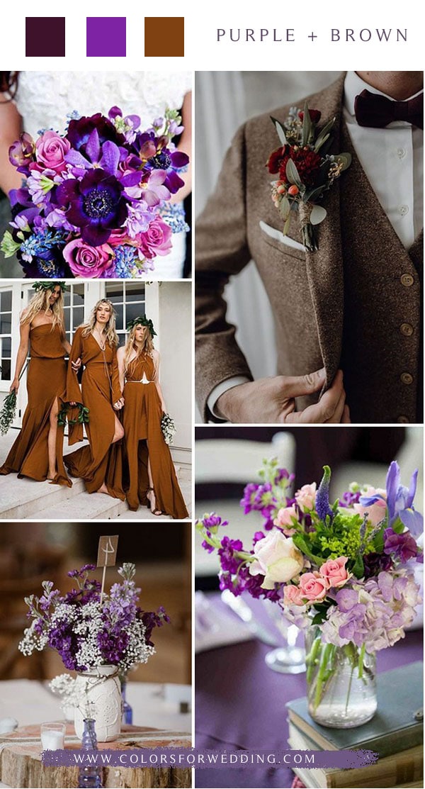 purple and brown wedding color ideas