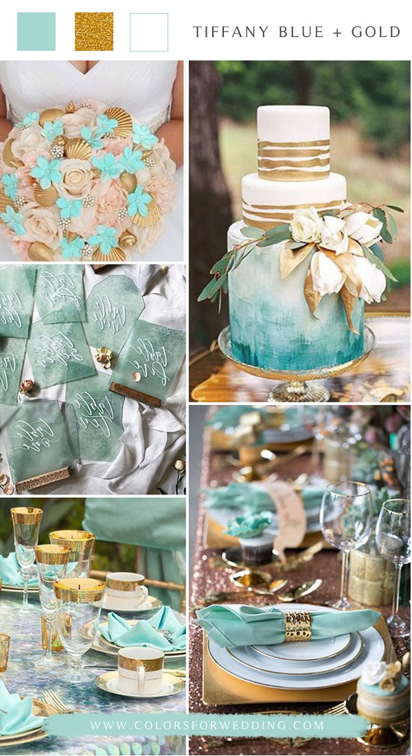 Tiffany blue and gold wedding color ideas