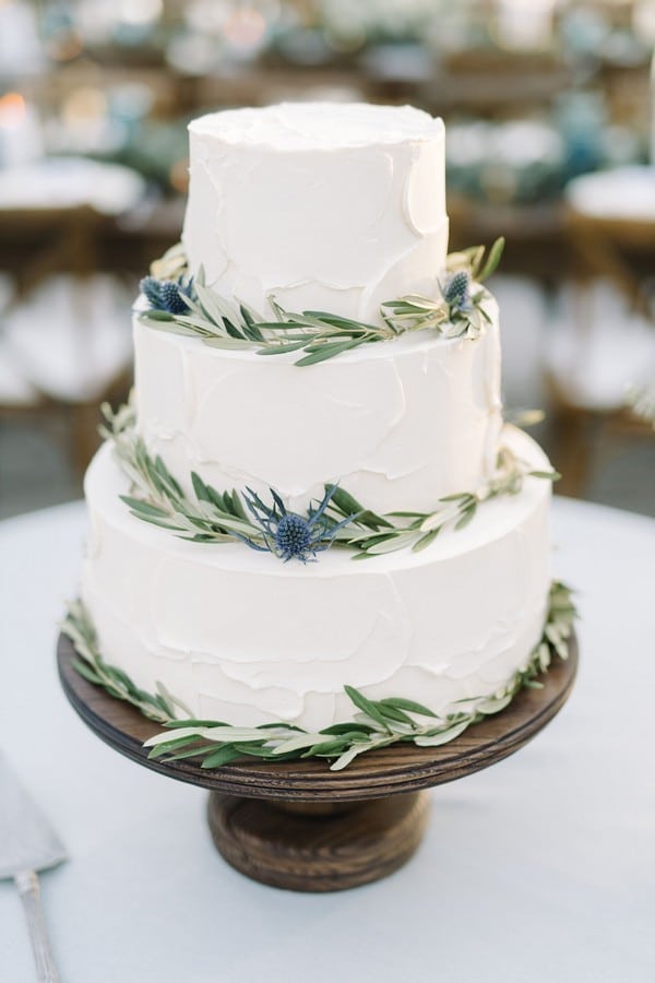 3 Tier Sweet Pea Buttercream Wedding Cake with Greenery