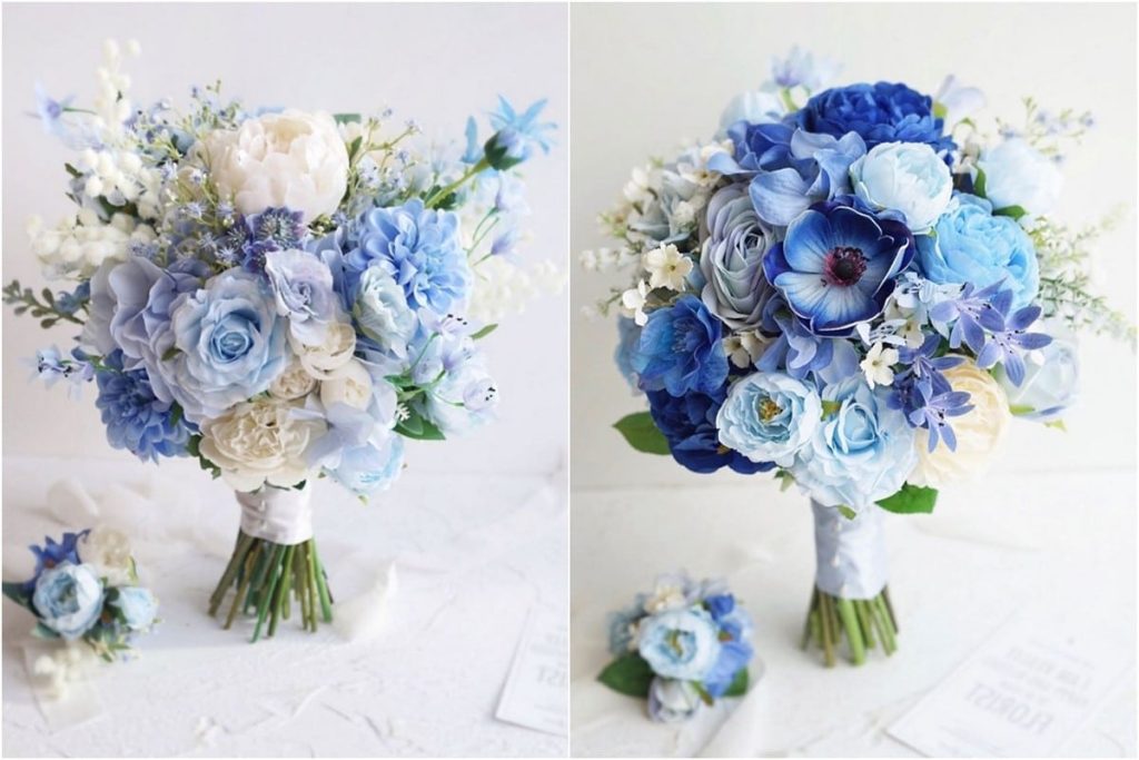 ️ 40 Chic Blue Wedding Bouquet Ideas 2024 Colors for Wedding